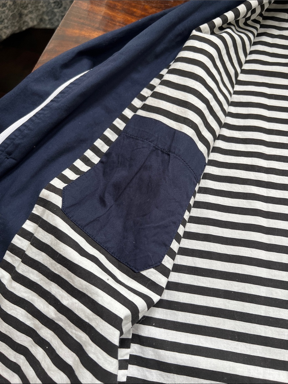LOST ENTERPRISES Mens Navy Blue Hooded Utility Jacket Striped Lining Size XL - Picture 10 of 13